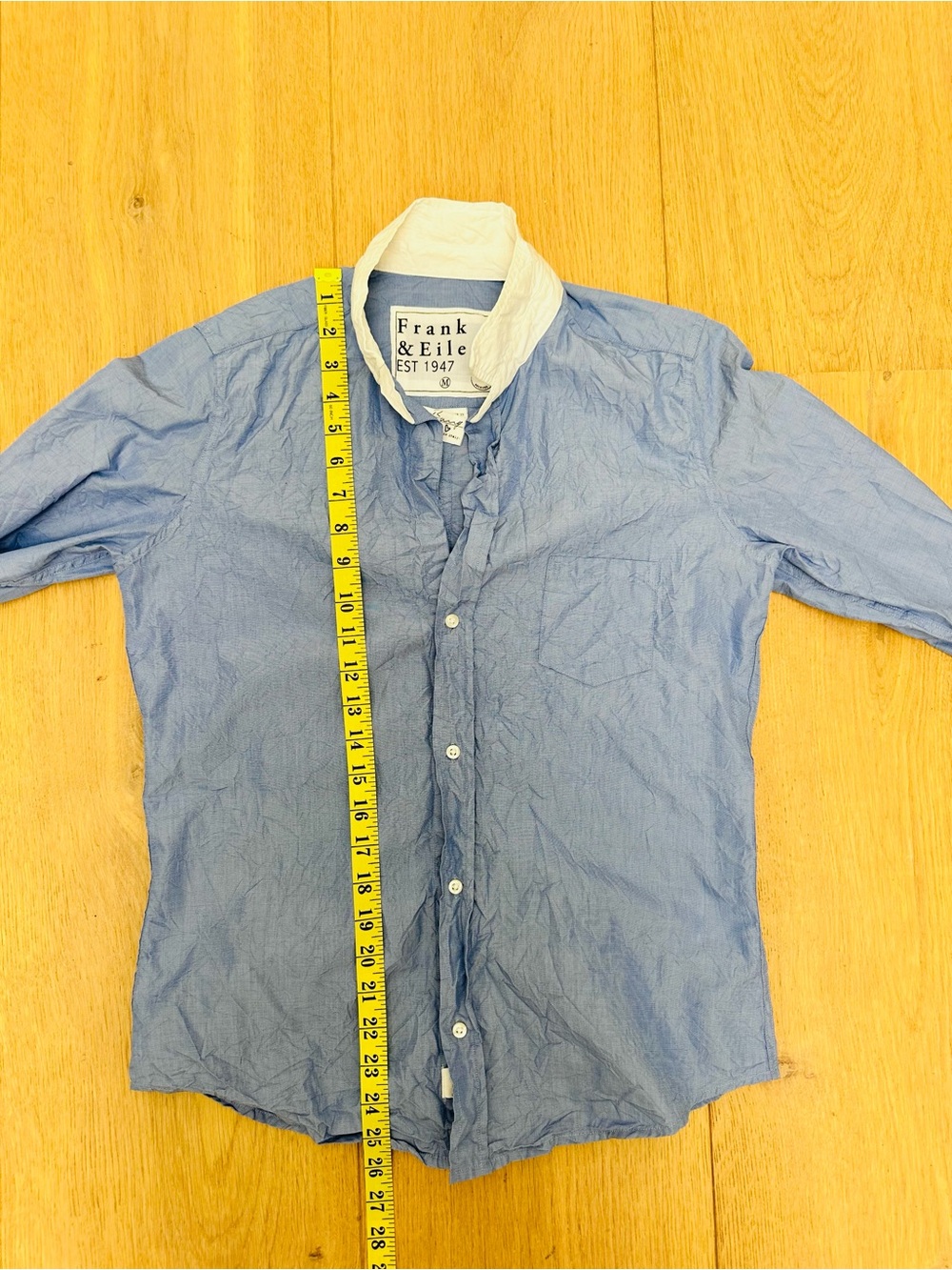 Frank & Eileen Light Blue Shirt with White Collar 100% Cotton - Picture 7 of 9